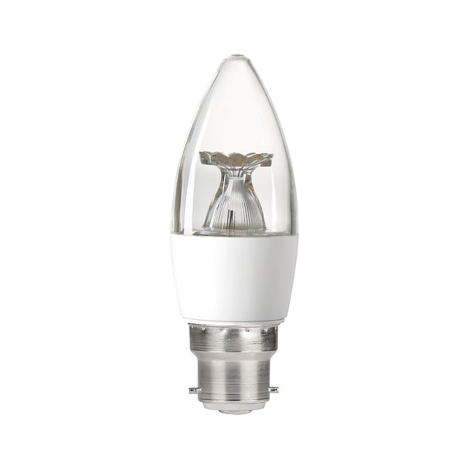 Integral 4.9w 220-240v 470lm LED Candle B22 5000k Daylight Non-Dimmable 240 Degree Beam Clear ILCANDB22NF063 Integral 4.9w 220-240v 470lm LED Candle B22 5000k Daylight Non-Dimmable 240 Degree Beam Clear ILCANDB22NF063