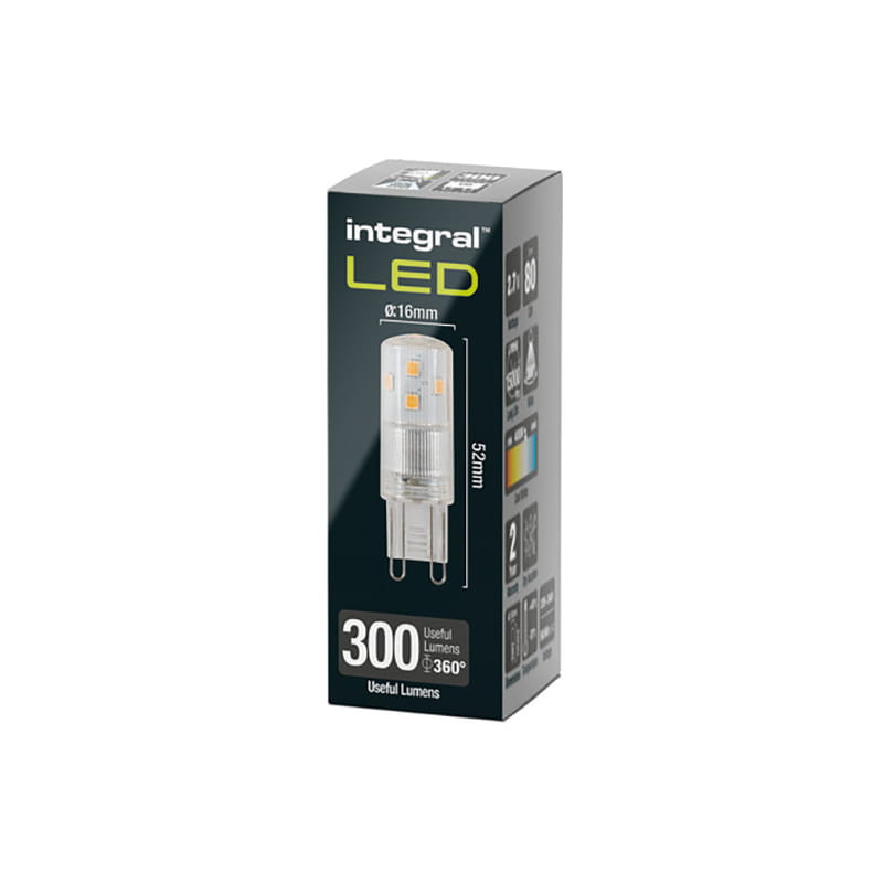 Integral G9 LED Capsule Bulb 2.7W 300lm Cool White 4000K Dimmable 300° Beam ILG9DC014