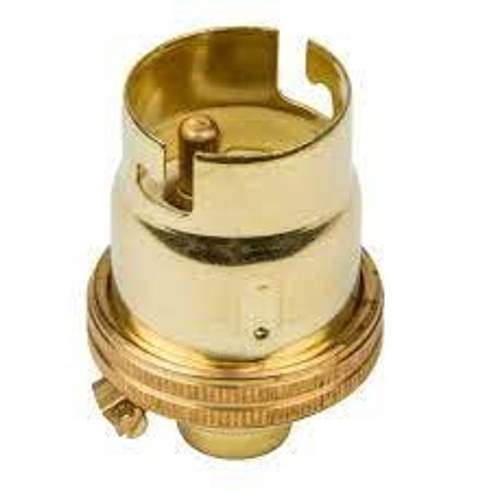 S Lilley Brass B22 Threaded Entry Lampholder with Shade Ring M13x1mm