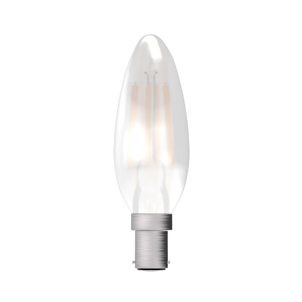 Bell Lighting 4w 240v SBC LED Filament Candle Satin 2700k Dimmable 05313