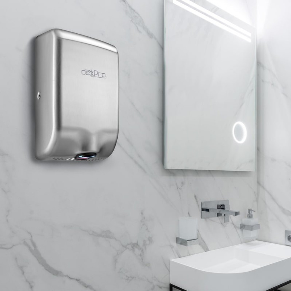 Dexpro Feisty Compact FC1SS – 1.0kW Super High Speed Brushed Stainless Steel Hand Dryer