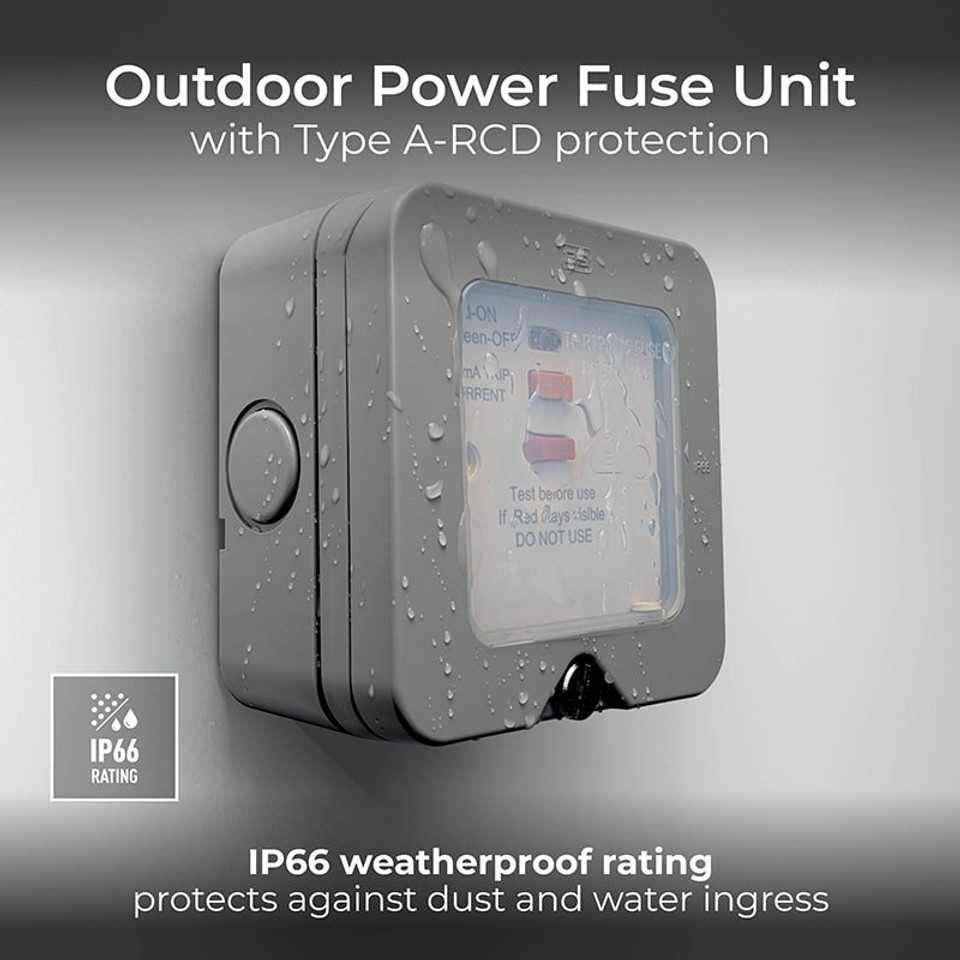 BG WP55RCD Outdoor RCD Fused Connection Unit 13A with Neon Weatherproof IP66