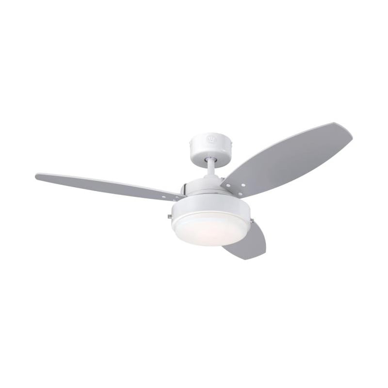 Westinghouse Alloy 105 cm (42") Ceiling Fan – White Finish with Light Fixture & Reversible Blades 73058