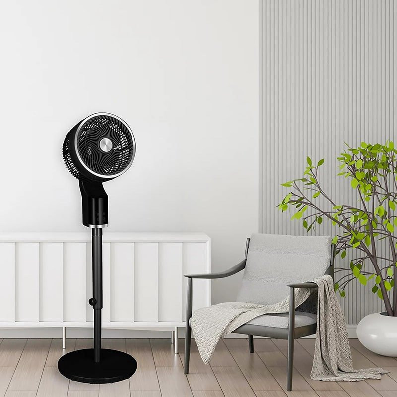 TCP Black Pedestal Fan – Quiet, Powerful Cooling with 3D Oscillation & Remote Control