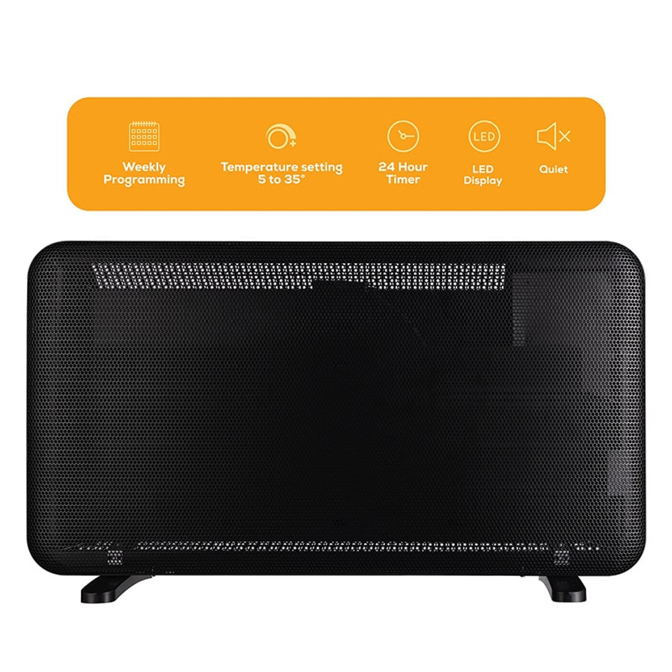 TCP 2000W Black Infrared Convection Heater | Wall Mounted & Freestanding – Fast Heat & Sleek Design