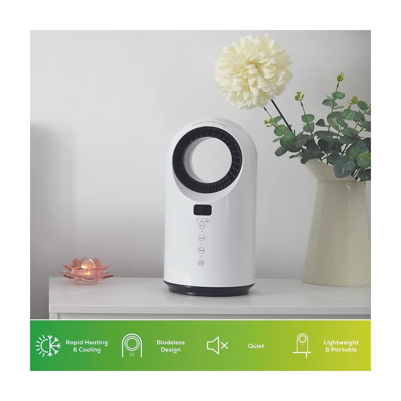 TCP Smart 1500W ceramic fan heater providing warm airflow in winter mode