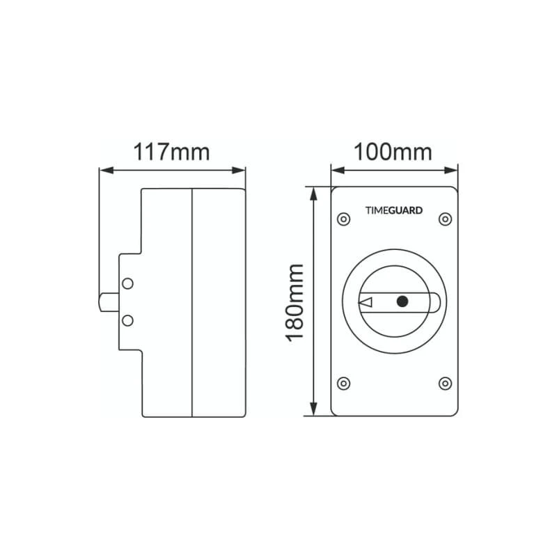 Timeguard IS2N-25DC 25A DC Rotary Isolator Switch IP66 2 Pole Solar PV Weathersafe