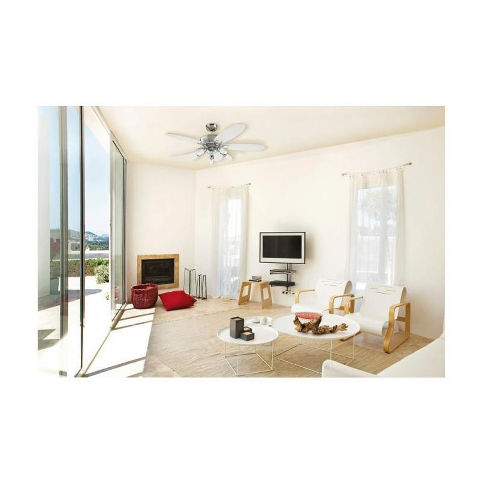 Westinghouse Arius 132cm Indoor Ceiling Fan Chrome Finish Reversible Blades (White/Black) Opal Frosted Glass 72559