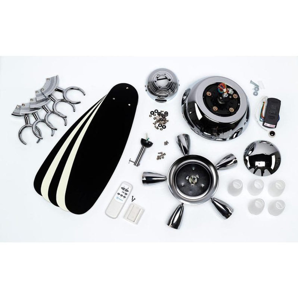 Westinghouse Arius 132cm Indoor Ceiling Fan Chrome Finish Reversible Blades (White/Black) Opal Frosted Glass 72559