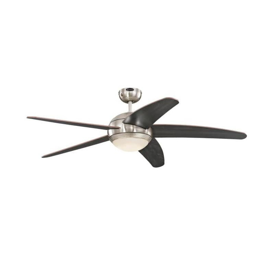 Bendan LED 132cm Indoor Ceiling Fan Satin Chrome Finish Wengue Blades Opal Frosted Glass 72068