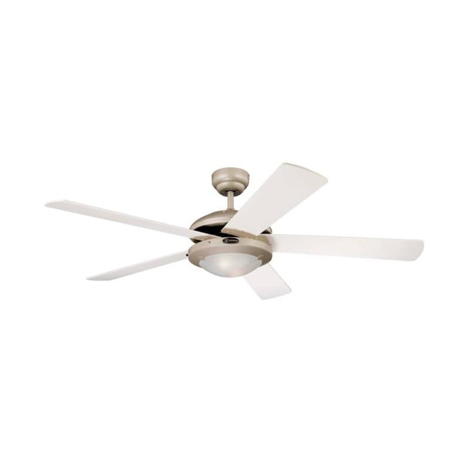 Westinghouse Comet 132cm Indoor Ceiling Fan Titanium Finish Reversible Blades (Light Maple/White) Opal Frosted Glass 78182