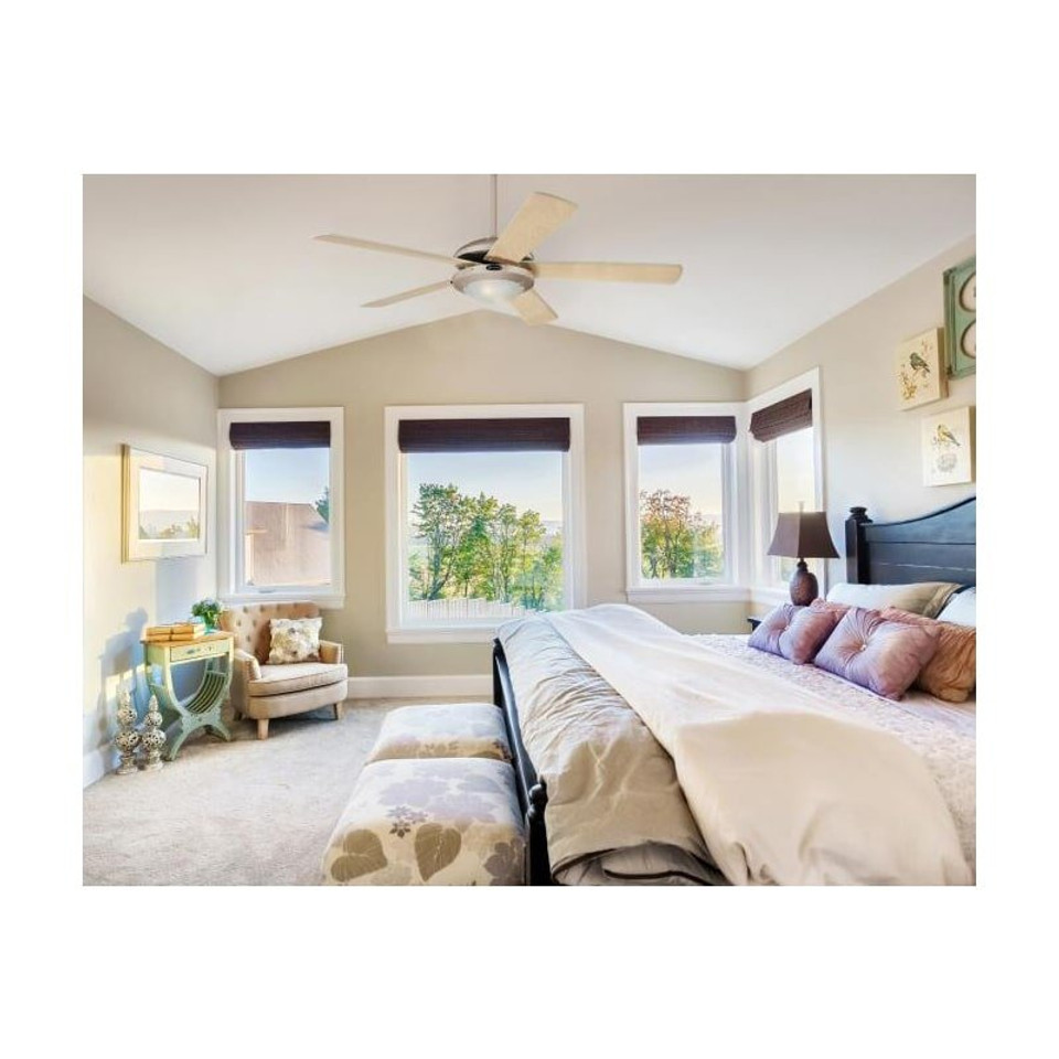 Westinghouse Comet 132cm Indoor Ceiling Fan Titanium Finish Reversible Blades (Light Maple/White) Opal Frosted Glass 78182