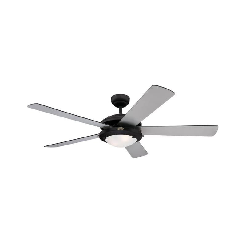 Comet 132cm Indoor Ceiling Fan Matte Black Finish Reversible Blades (Matte Black/Silver) Opal Frosted Glass 78719