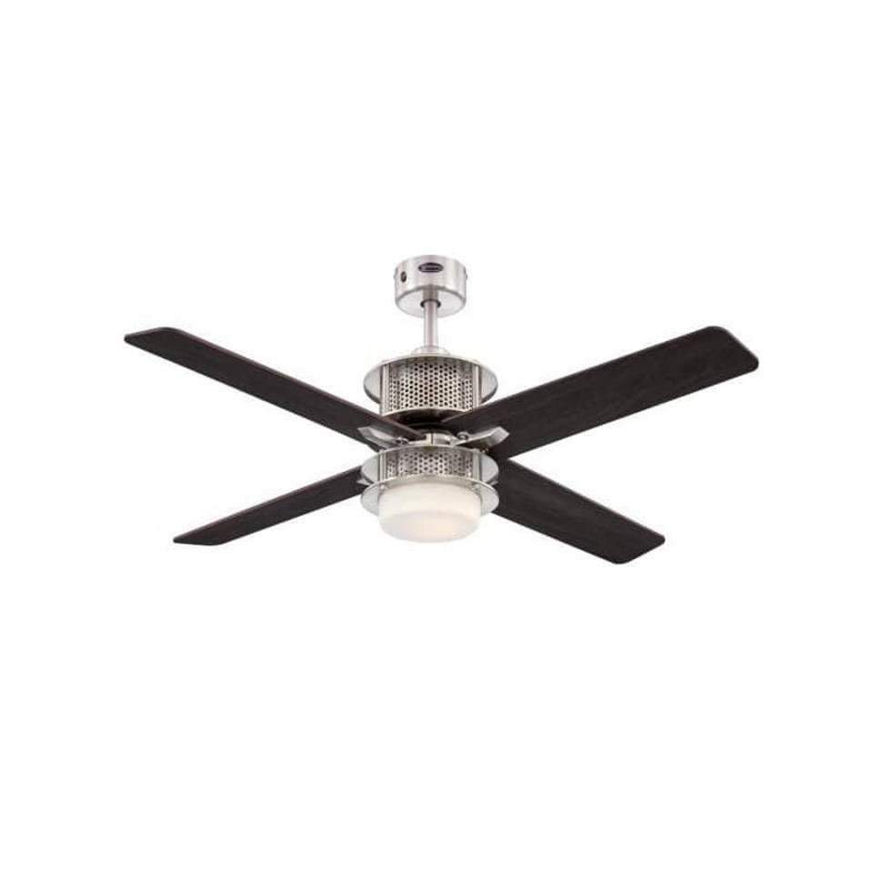 Westinghouse Oscar 122cm Indoor Ceiling Fan Brushed Nickel Finish Reversible Blades (Wengue/Graphite) Opal Frosted Glass 72211