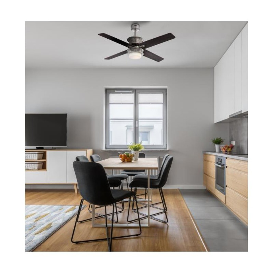 Westinghouse Oscar 122cm Indoor Ceiling Fan Brushed Nickel Finish Reversible Blades (Wengue/Graphite) Opal Frosted Glass 72211