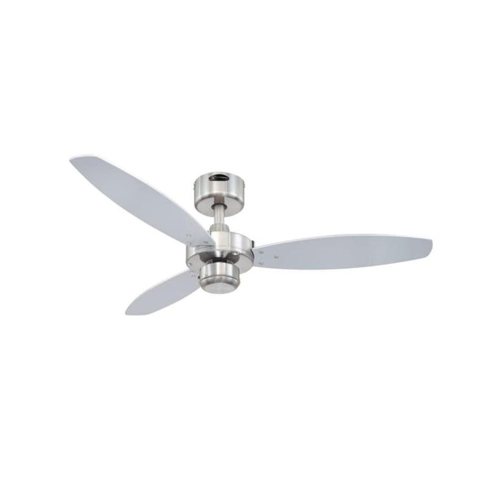 Westinghouse Jet I 105cm Ceiling Fan – Brushed Nickel, Reversible Blades (Wengue/Silver) 72289