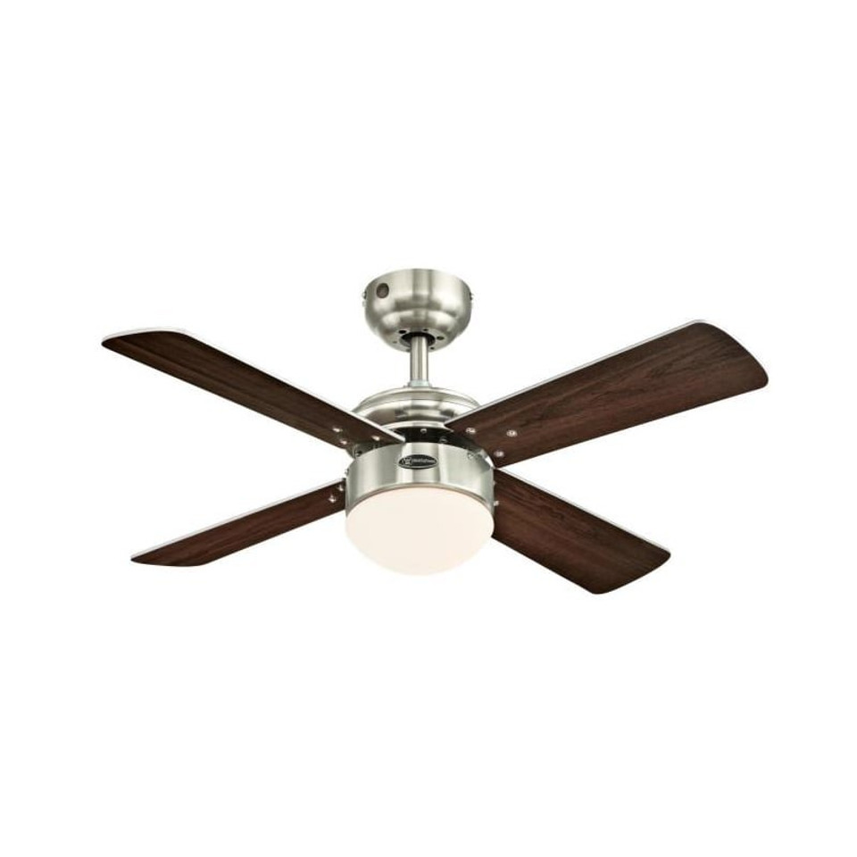 Westinghouse Colosseum 90cm Indoor Ceiling Fan Brushed Nickel Finish Reversible blades (Weathered Maple/Silver) Opal Frosted Glass 72417