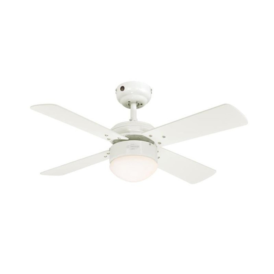 Westinghouse Colosseum 90cm Indoor Ceiling Fan White Finish Reversible Blades (White/Light Maple) Opal Frosted Glass 72420