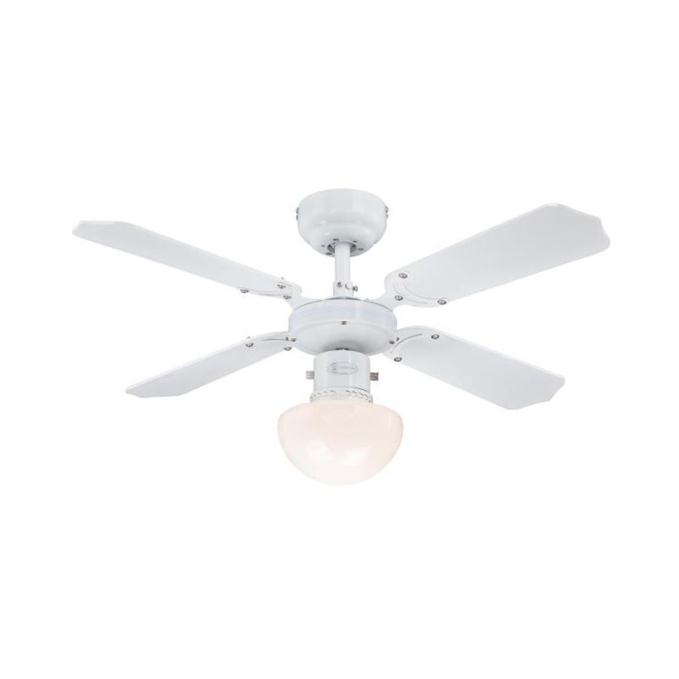 Portland Ambiance 90cm Indoor Ceiling Fan White Finish Reversible Blades (White/Beech) Opal Frosted Glass 78710