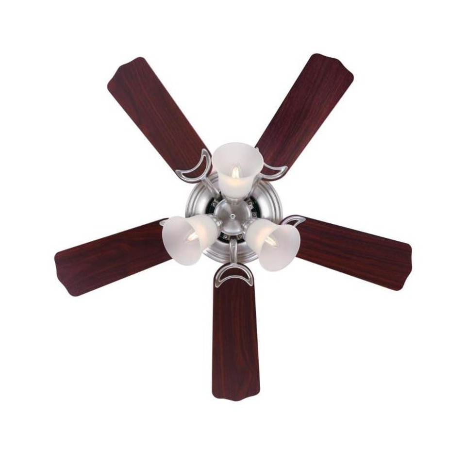 Westinghouse Contempra Trio 90cm Ceiling Fan – Brushed Nickel, Reversible Rosewood/Beech Blades, Light Kit 72073