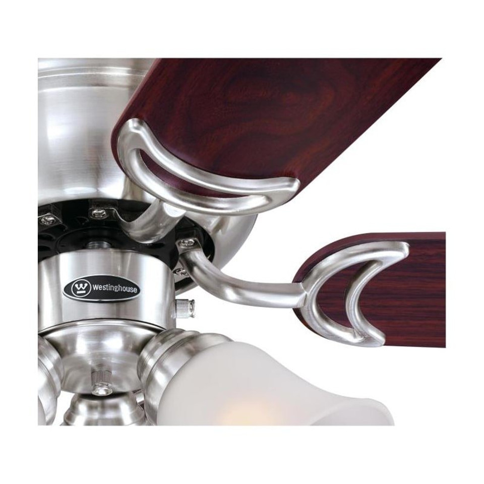 Westinghouse Contempra Trio 90cm Ceiling Fan – Brushed Nickel, Reversible Rosewood/Beech Blades, Light Kit 72073