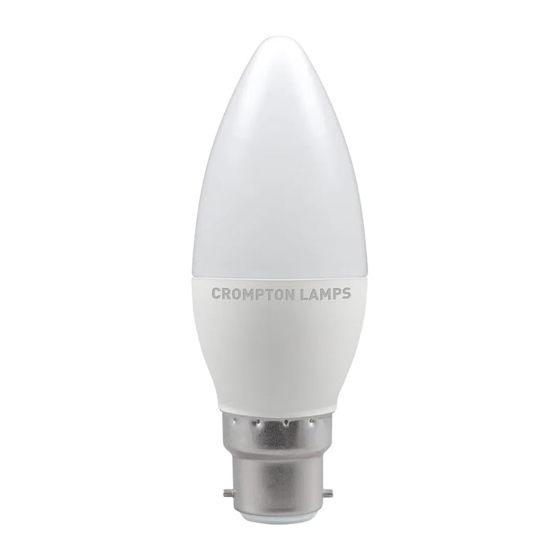 Crompton 5W (40w) 240v BC B22 6500k LED Candle Thermal Plastic Light Bulb