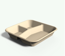 SQUARE CONTAINER - BAGASSE - 3 COMP - 9 X 9 / 400