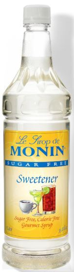 MONIN - SUGAR FREE - SWEETENER SYRUP - 1 L  / 4
