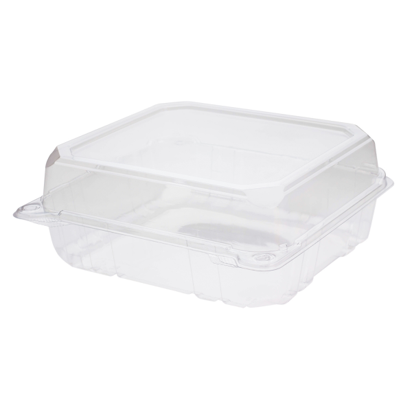 HINGED CONTAINER- CLEAR - PET - 8X8 - 1 COMP / 250