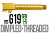 Combat Armory Barrel Fits Glock 19 9mm Match Golf Ball Dimpled Barrel Threaded in GOLD