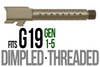 Combat Armory Barrel Fits Glock 19 9mm Match Golf Ball Dimpled Barrel Threaded in Dark Earth