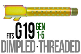 Combat Armory Barrel Fits Glock 19 9mm Match Golf Ball Dimpled Barrel Threaded in Chameleon