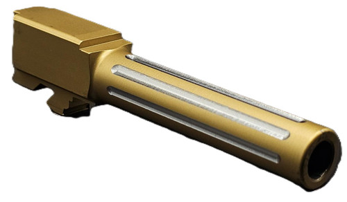 Combat Armory Barrel Fits Glock 19 9mm Match Straight Fluted Barrel 2 Tone in Gold