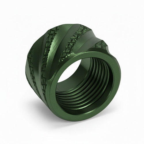 Combat Armory Thread Protector 1/2 x 28 (9mm & .357SIG Barrel) Knurled Thick Spiral in Radio Active Green
