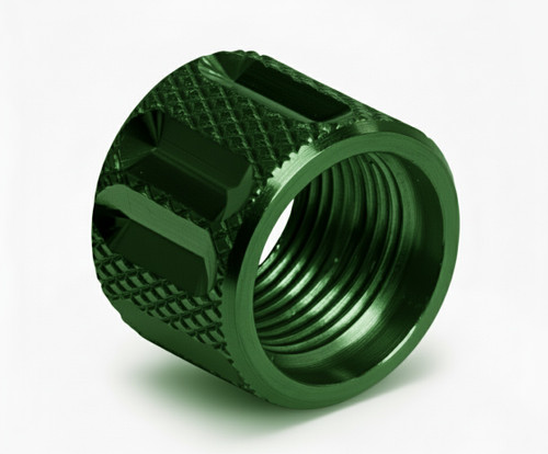 Combat Armory Thread Protector 1/2 x 28 (9mm & .357SIG Barrel) Knurled Straight Fluted in Radio Active Green