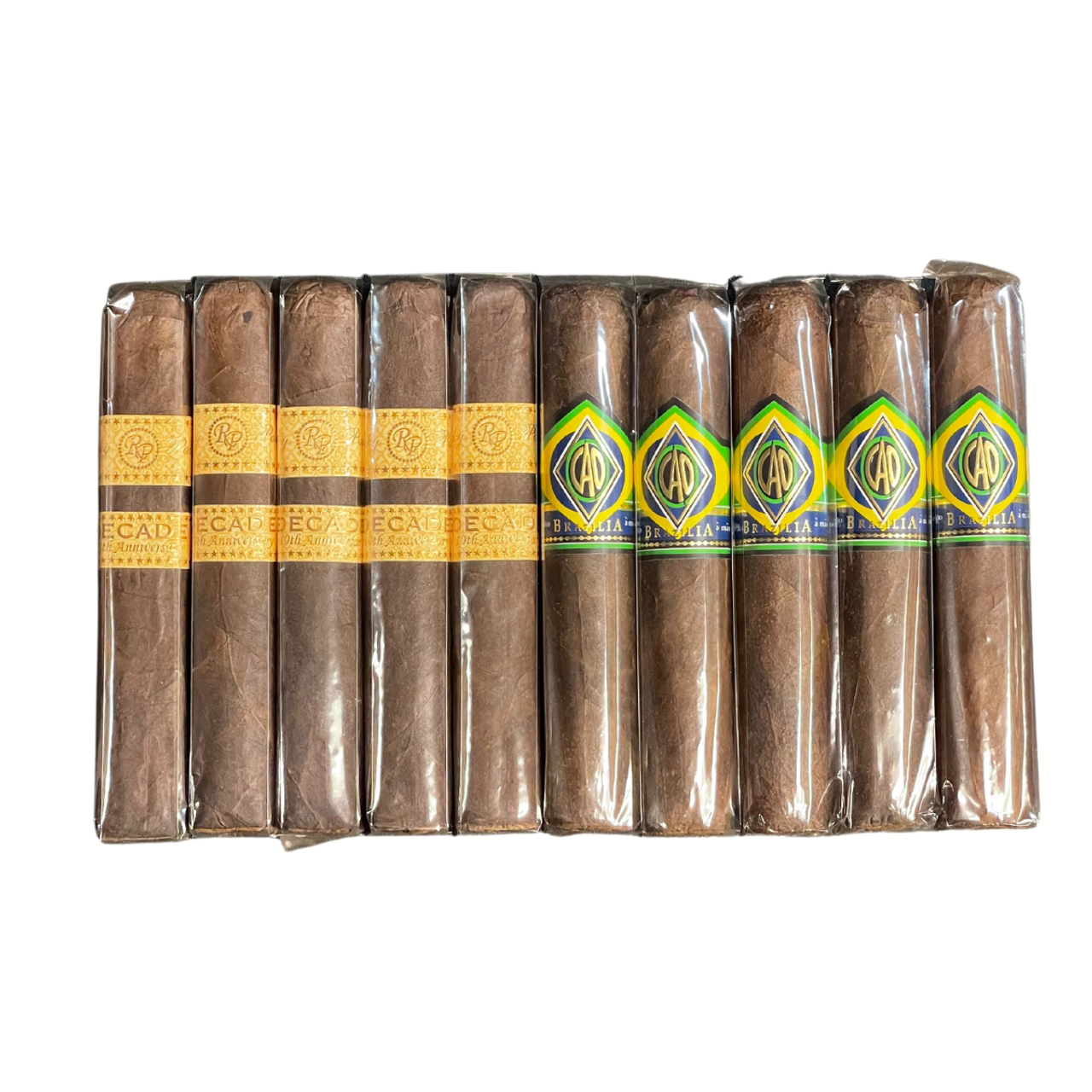 5 Rocky Patel  Decade Robusto with 5 CAO Brazilia Gol. You are getting 2 classic smokes for a GREAT price & FREE shipping!