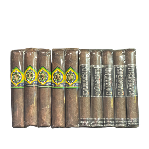 Get 5 CAO Brazilia Gol + 5 Camacho Triple Maduro Robusto smokes for a hot price while supplies last!