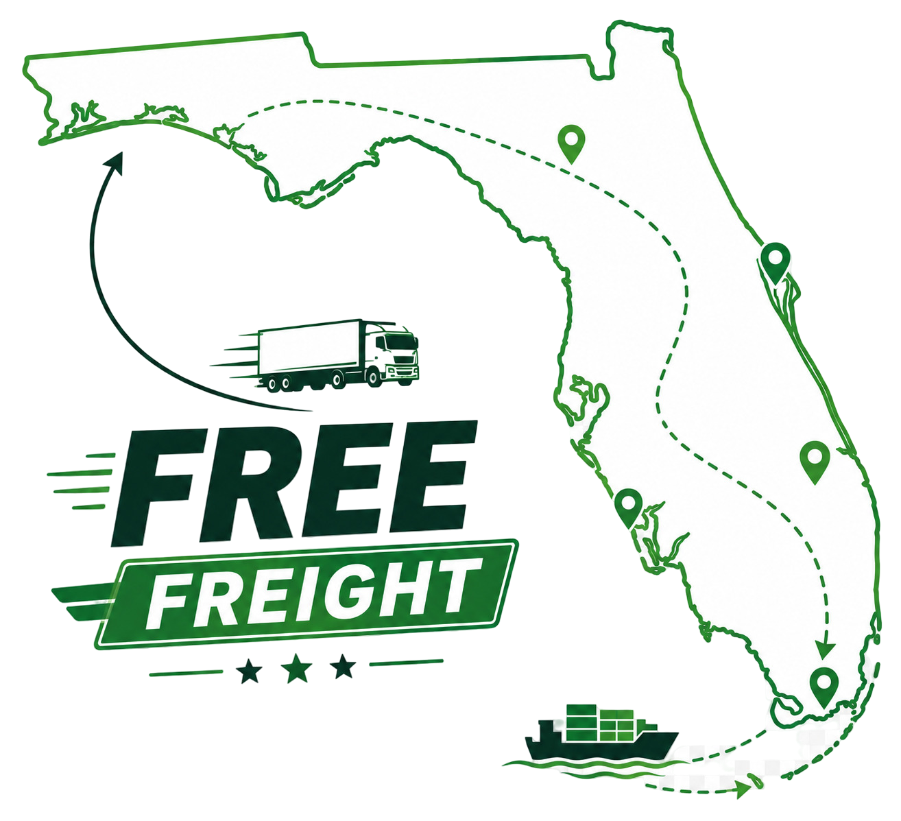Florida free freight coverage map