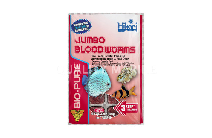 Hikari Bio Pure Frozen Jumbo Blood Worms Cubes 3.5oz :: 0760090