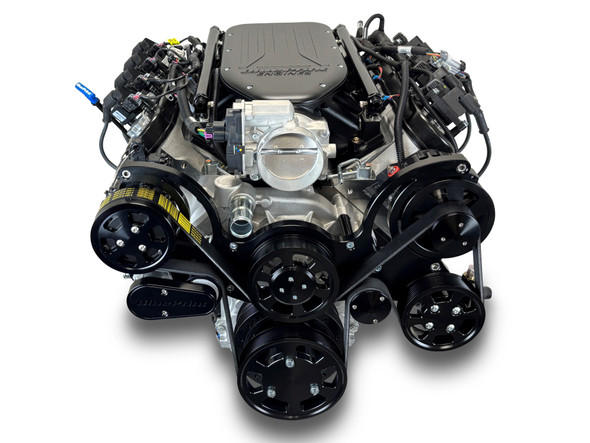 Low Profile GM LS Compatible 376 c.i. Engine and ZF-8 Speed Automatic Transmission - 510 Horsepower - Standard Edition Builder Series - BluePrint Engines Calibrated ECU - Black Pulley Kit