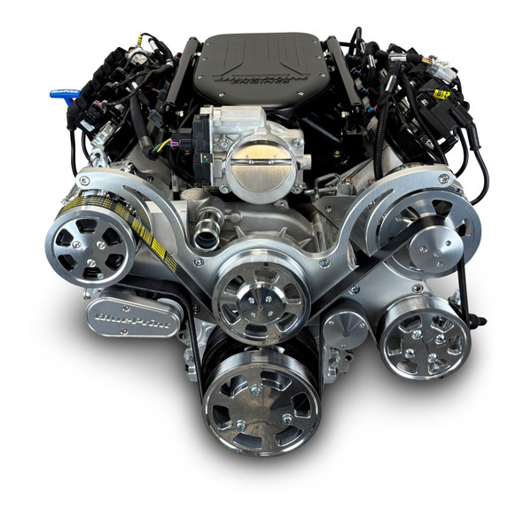 Low Profile GM LS Compatible 376 c.i. Engine and ZF-8 Speed Automatic Transmission - 510 Horsepower - Standard Edition Builder Series - BluePrint Engines Calibrated ECU - Natural Pulley Kit