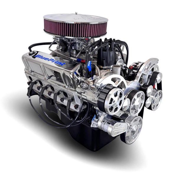 Ford Small Block Compatible 347 c.i. Deluxe Dressed - Front Sump Oil Pan - Polished Pulley Kit - Carbureted