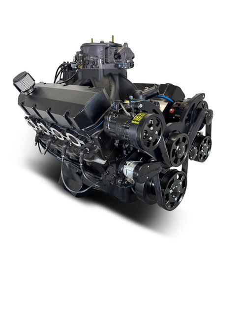 GM Big Block Compatible 632 c.i. Pro Series Engine - 815 Horsepower - Blackout Reaper Edition - Deluxe Dressed - Black Pulley Kit - Carbureted