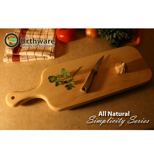 urthware all natural hard and safe maple cutting board with handle-Large