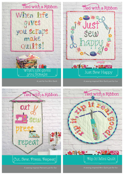 Sewing Quotes Inspiration PDF Pattern Bundle.  Listing is for Instructions for all 4 Mini Quilt Patterns.