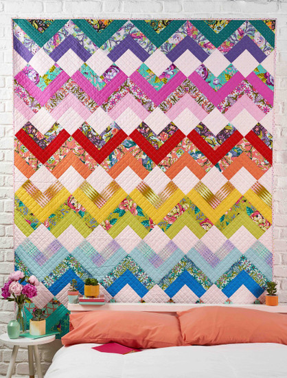 Log Cabin Block modern quilt made with Tula Pink fabrics Log Cabin Block modern quilt made with Tula Pink fabrics