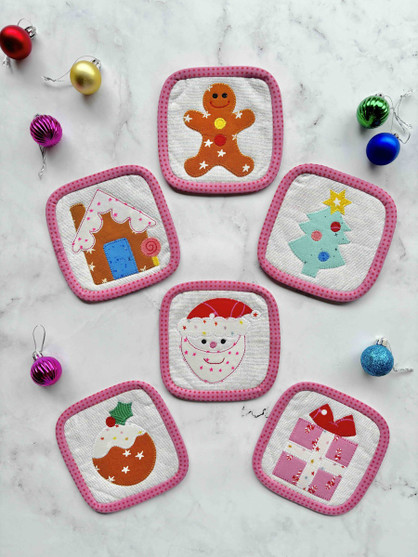 Merry Coasters - Applique coasters perfect for Christmas and festive celebrating