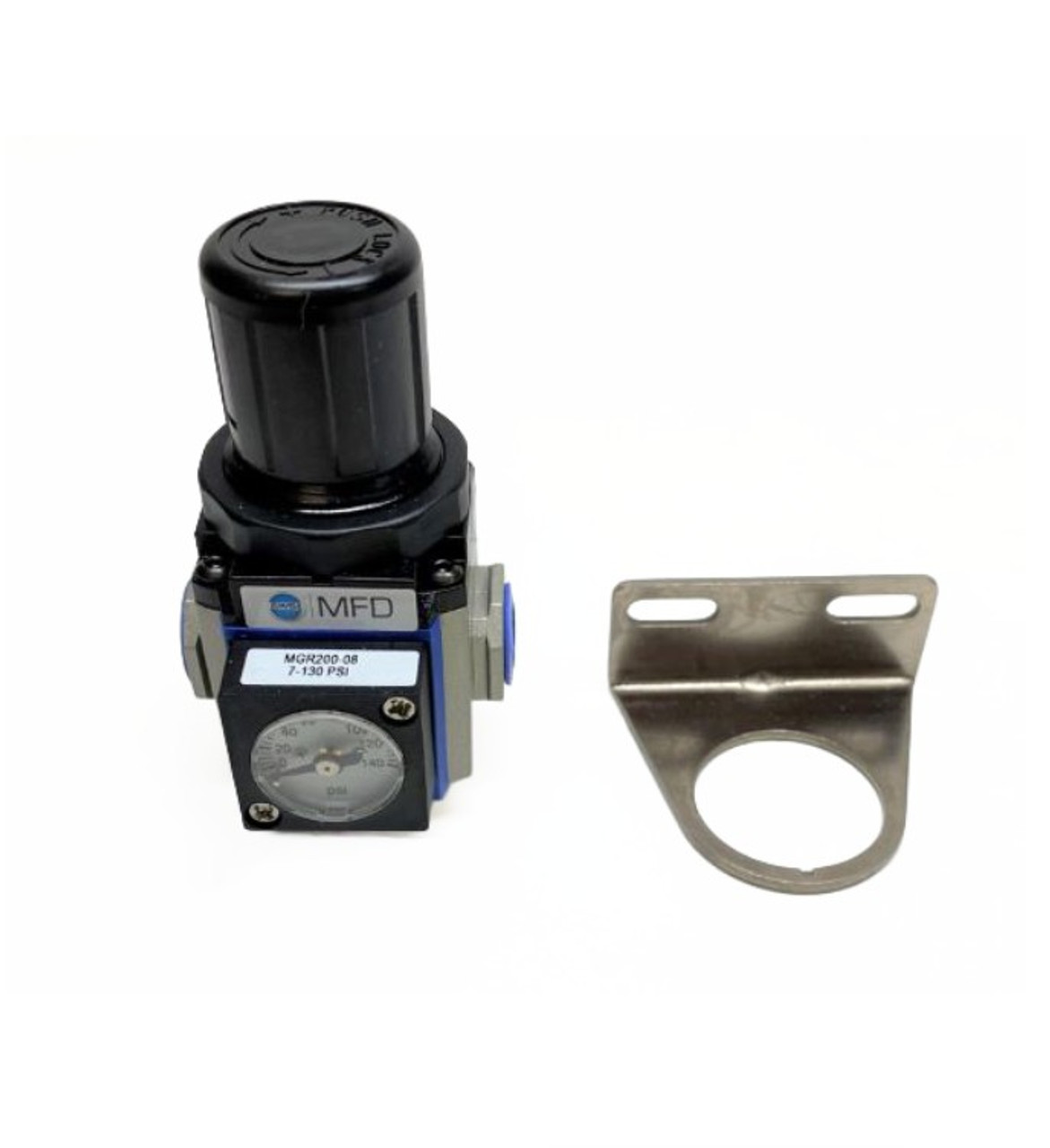 FILTER REGULATOR, AIR, 1/4"NPTF, w/GAUGE, BRACKET