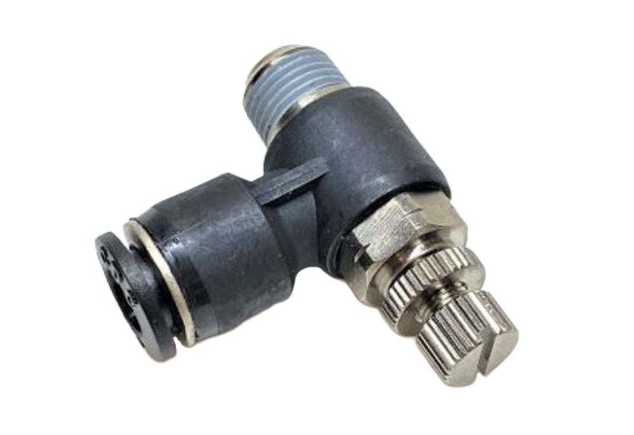 VALVE, FLOW CONTROL, METER-OUT, ELBOW, 1/8"NPTM X 1/4"TUBE