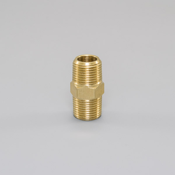 NIPPLE, HEX, BRASS, 3/8" MPT (Bar Stock 1200 PSI)